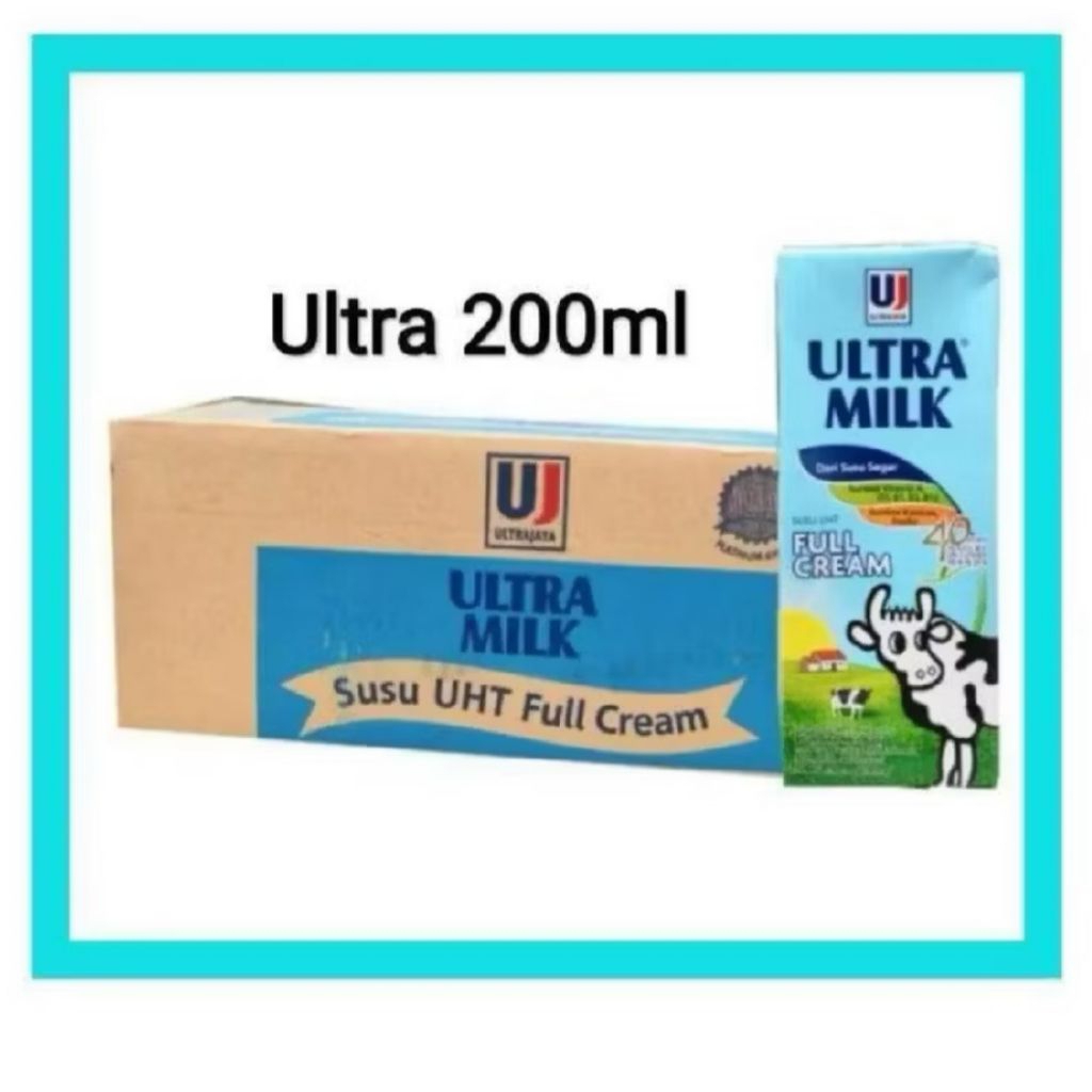 Susu uht ultra milk 200ml - [1 Dus/24 pcs]-1 Karton Fullcream |Strawberry |Chocolate|Coklat