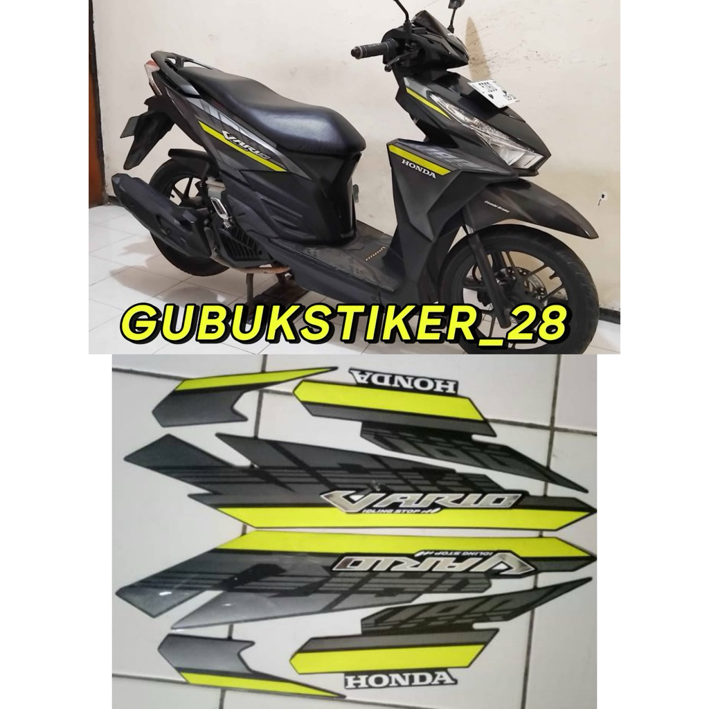 ORIGINAL STRIPING STIKER LIS BODY MOTOR HONDA VARIO 125 2017 HITAM LIS HIJAU