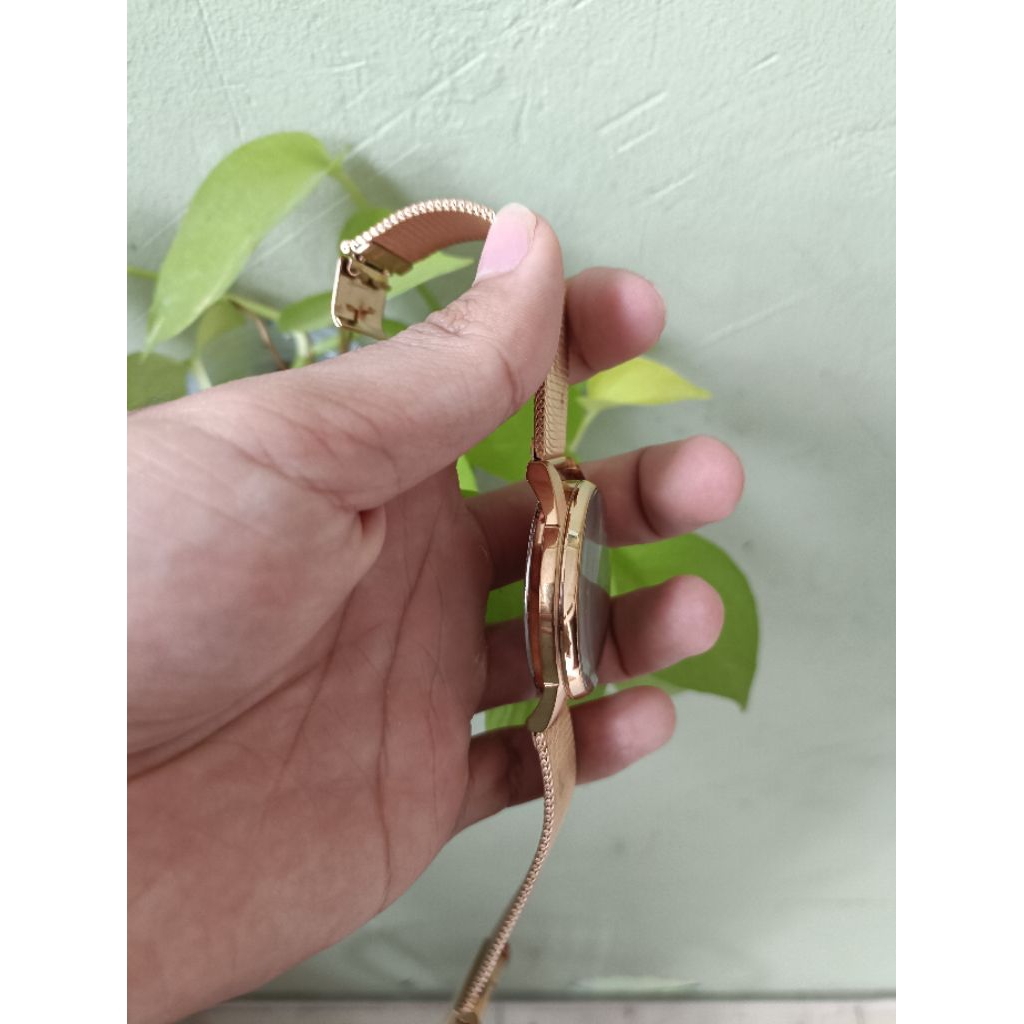 Jam Tangan Pria AC 8548 MS - Rose Gold Black Dial - Original Second Mulus