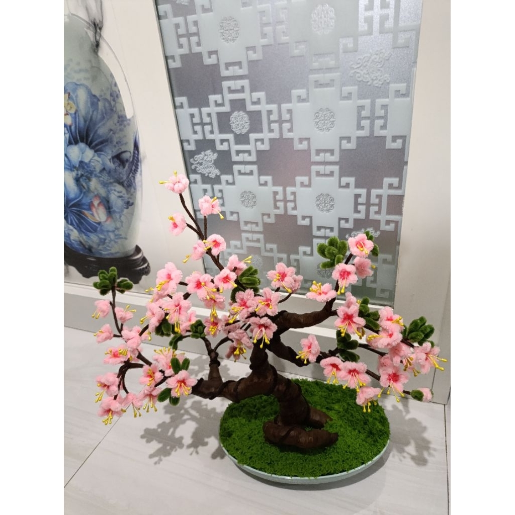 Bunga sakura bonsai kawat bulu