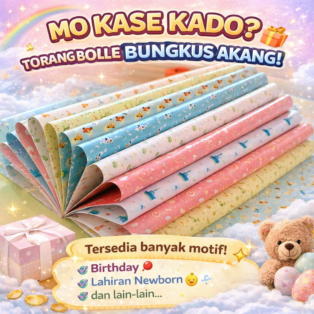 FREE GIFT CARD / Bungkus Kado Kertas Kado Hadiah - Wrapping Gift Manado Motif Random