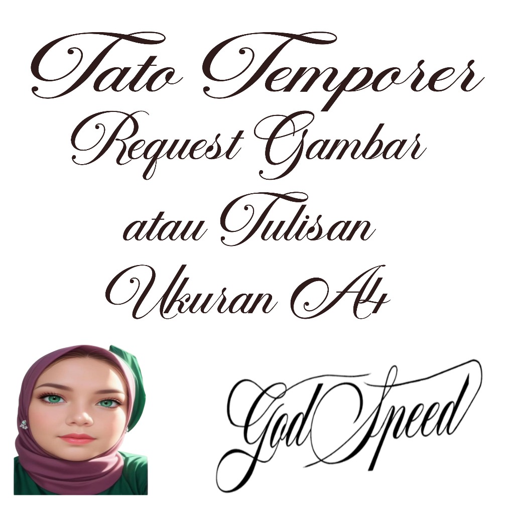 Tato Temporer Request Gambar atau Tulisan Ukuran A4
