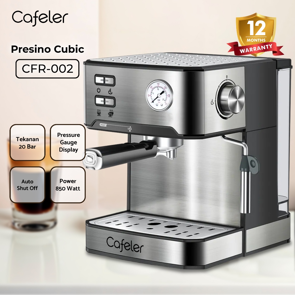 Cafeler Mesin Kopi Espresso Machine 51 mm Portafilter Low Watt Coffee Maker Stainless Steel