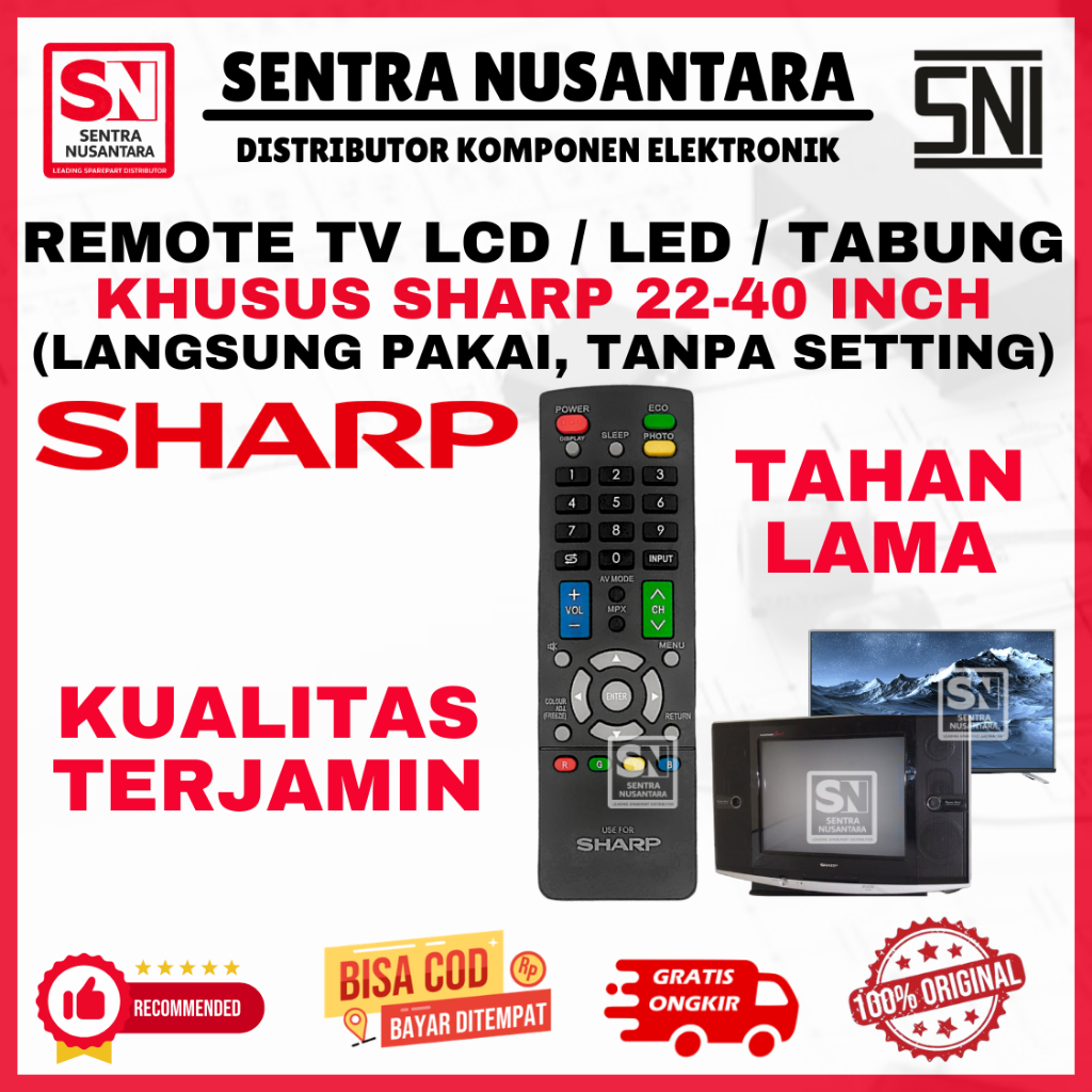 REMOTE TV SHARP SEMUA INCH 24 INCH 32 INCH 40 INCH ORIGINAL | REMOT TV SHARP ASLI TAHAN LAMA | REMOT