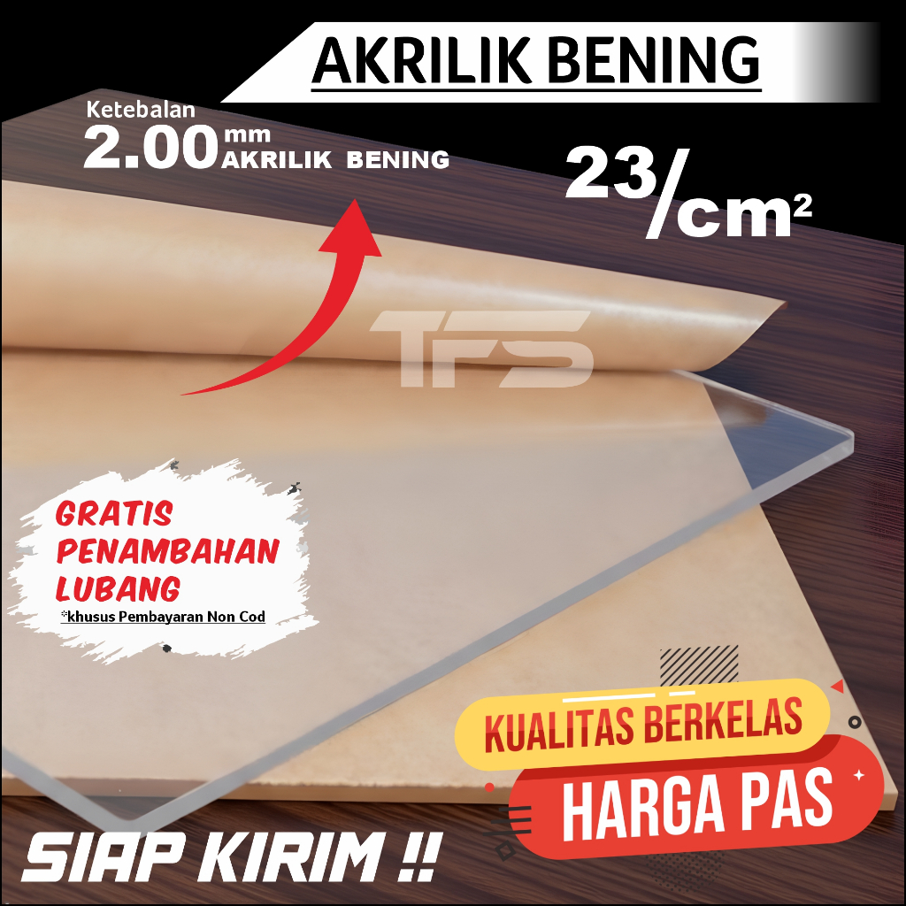 Akrilik Lembaran Bening 2mm - Potong Laser Presisi, Desain Kostum, Pengiriman Cepat | AKRILIK BENING