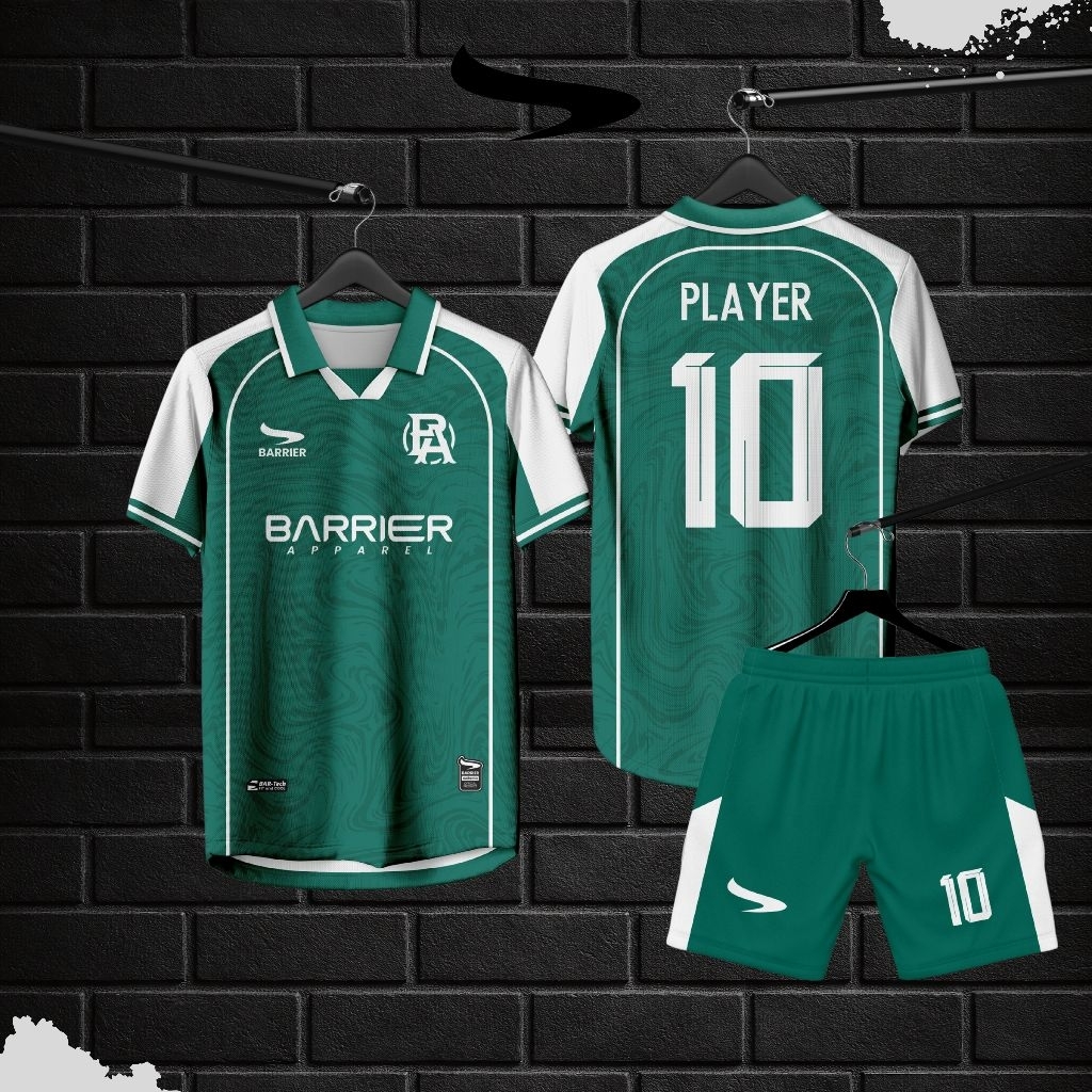 Jersey Custom Full Print Anti UV // Sepakbola // Futsal // Jersey Hijau Putih