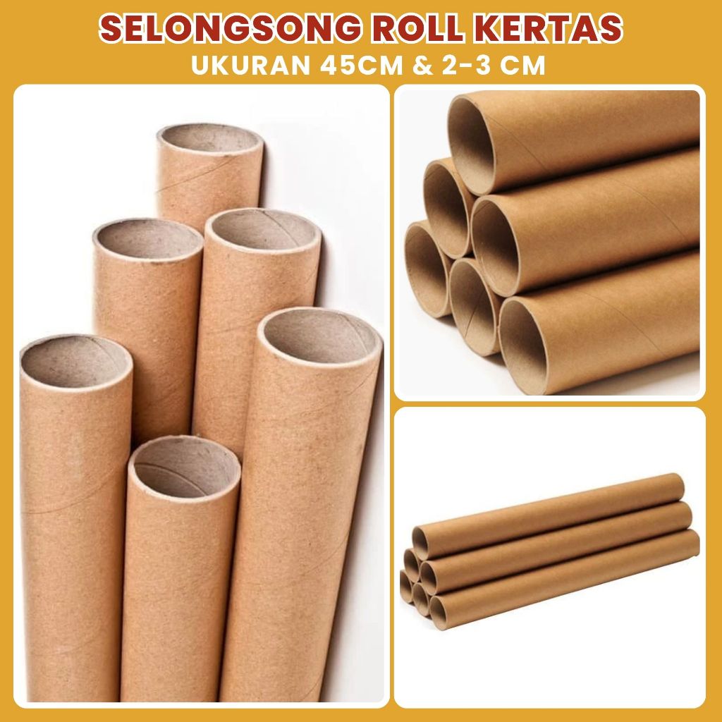 Selongsong Kertas Karton Diameter 3 CM Selongsong Roll Paper Core Packing Panjang 45CM & 60cm