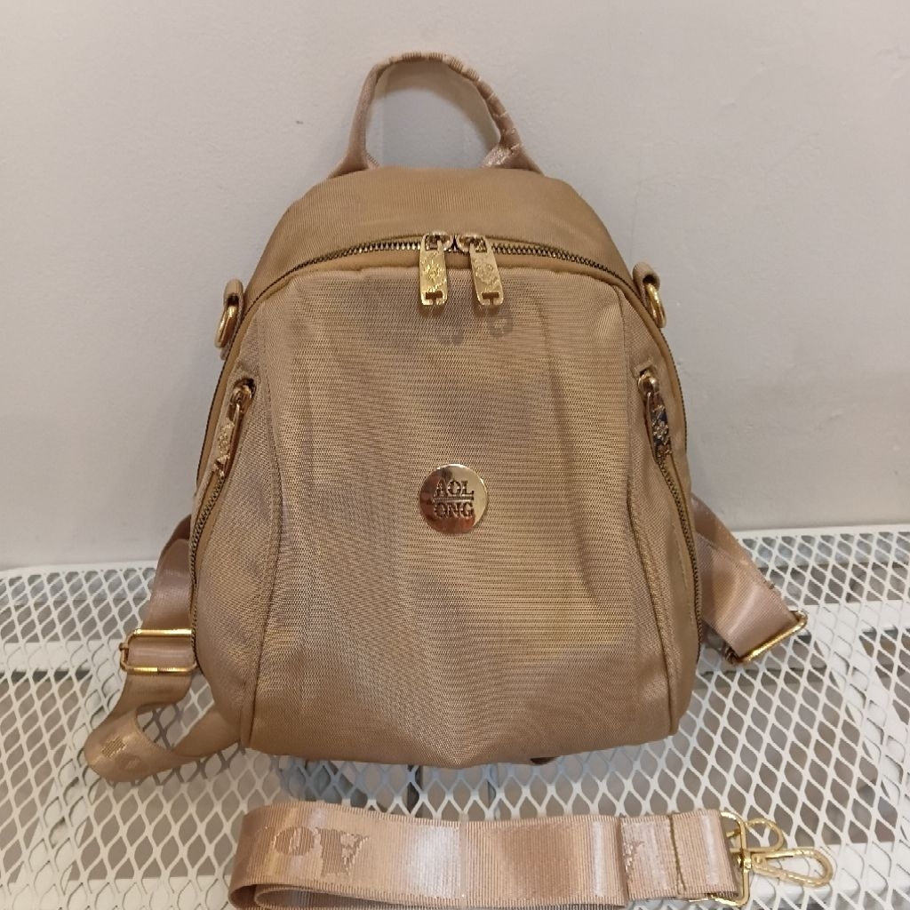 AOLONG Ransel Bag Women Bag Brown-Gold