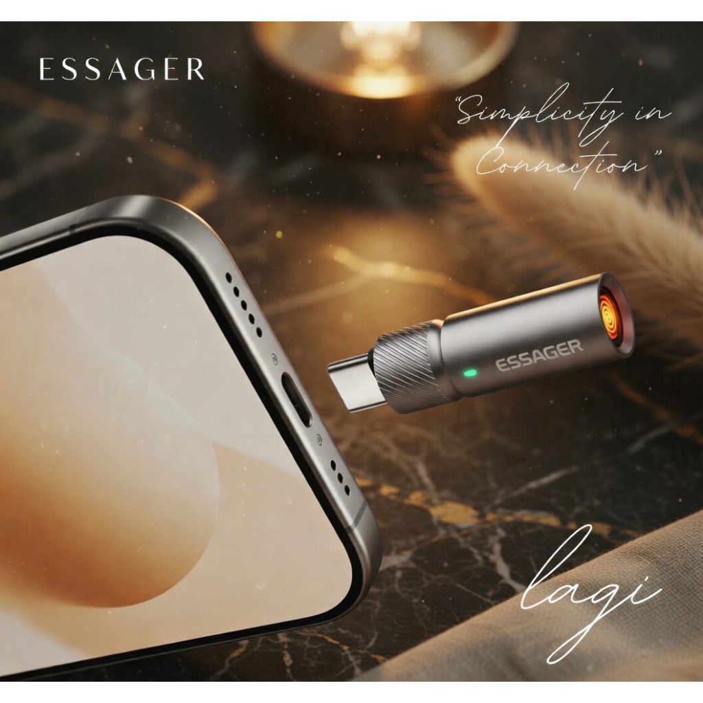Essager Korek Api Elektrik OTG Type C Aluminium Rechargeable Portable untuk HP dan Charger