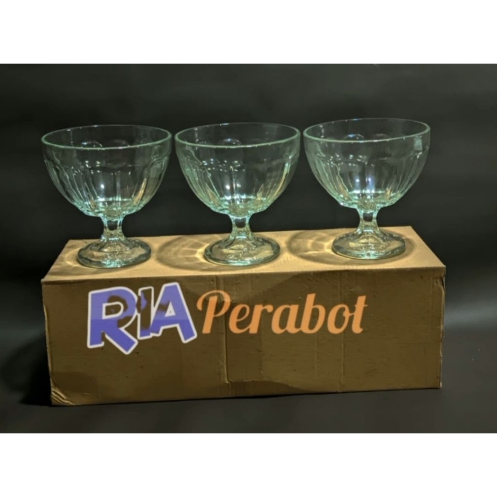 3 pcs Gelas ice. cream.   KACA. . mangkok. sop buah. . mangkuk. es.teler. .mangkuk es campur 500. ml
