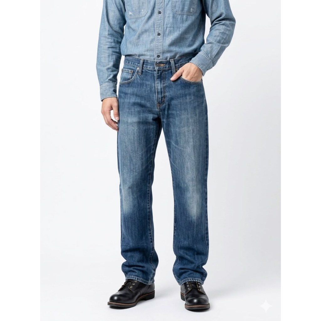 EDWIN 403 DENIM JAPAN REGULAR FIT STRAIGHT INDIGO FADING JEANS (30)