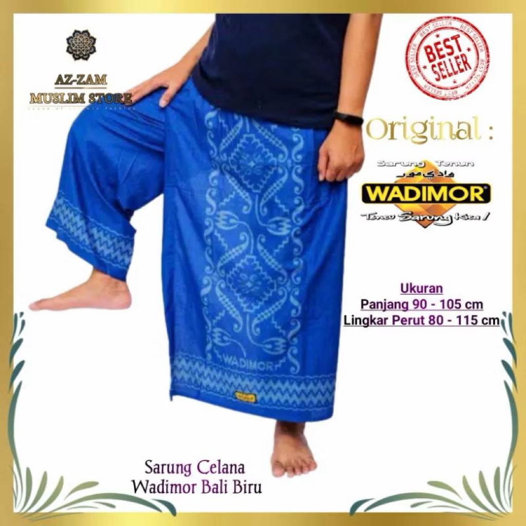 SARUNG CELANA DEWASA WADIMOR MOTIF BALI BIRU TERBARU 100% ORIGINAL