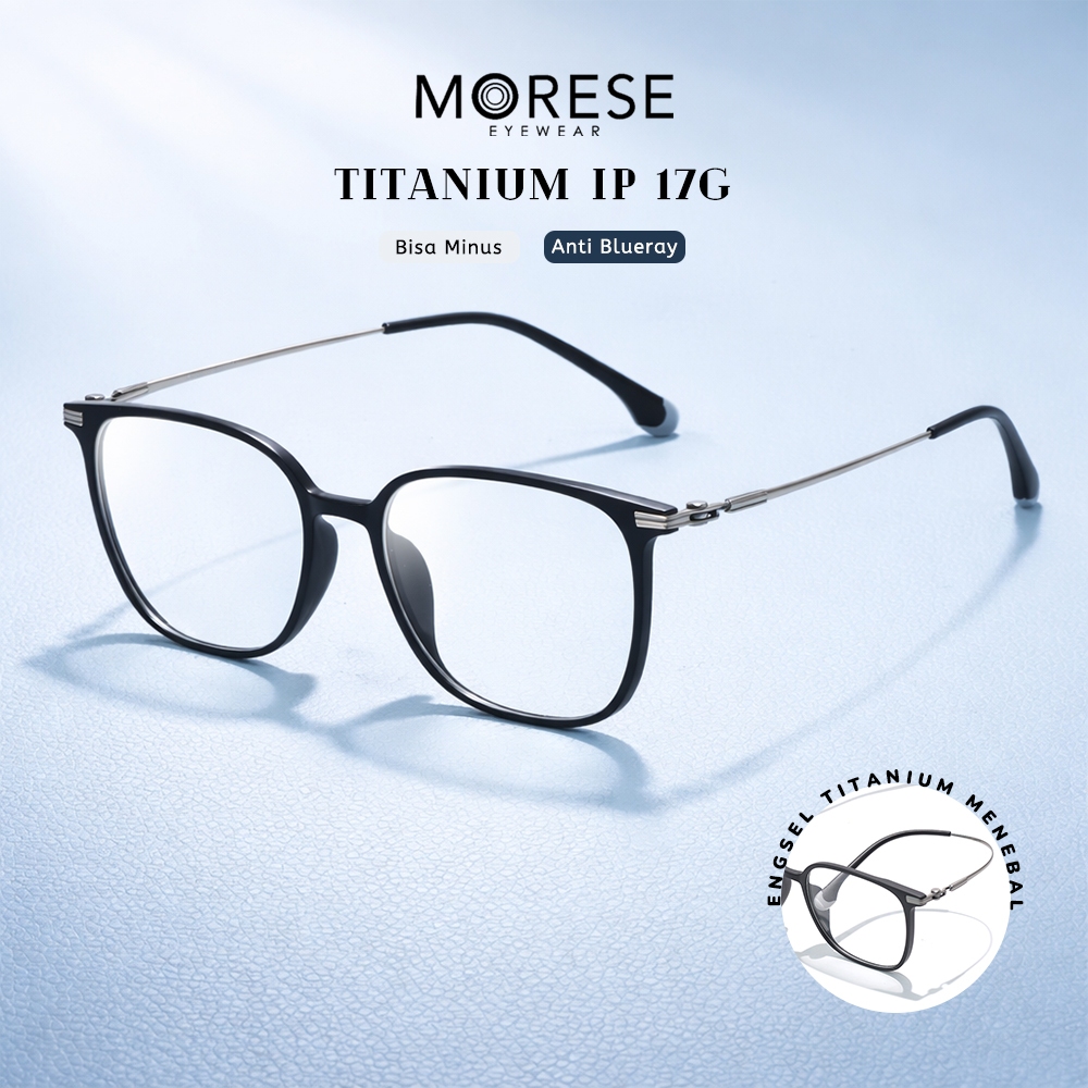 Morese Kacamata Antiradiais Blueray Style Kotak Titanium Elegant TerBaru Fashion Pria Dan Wanita Bis