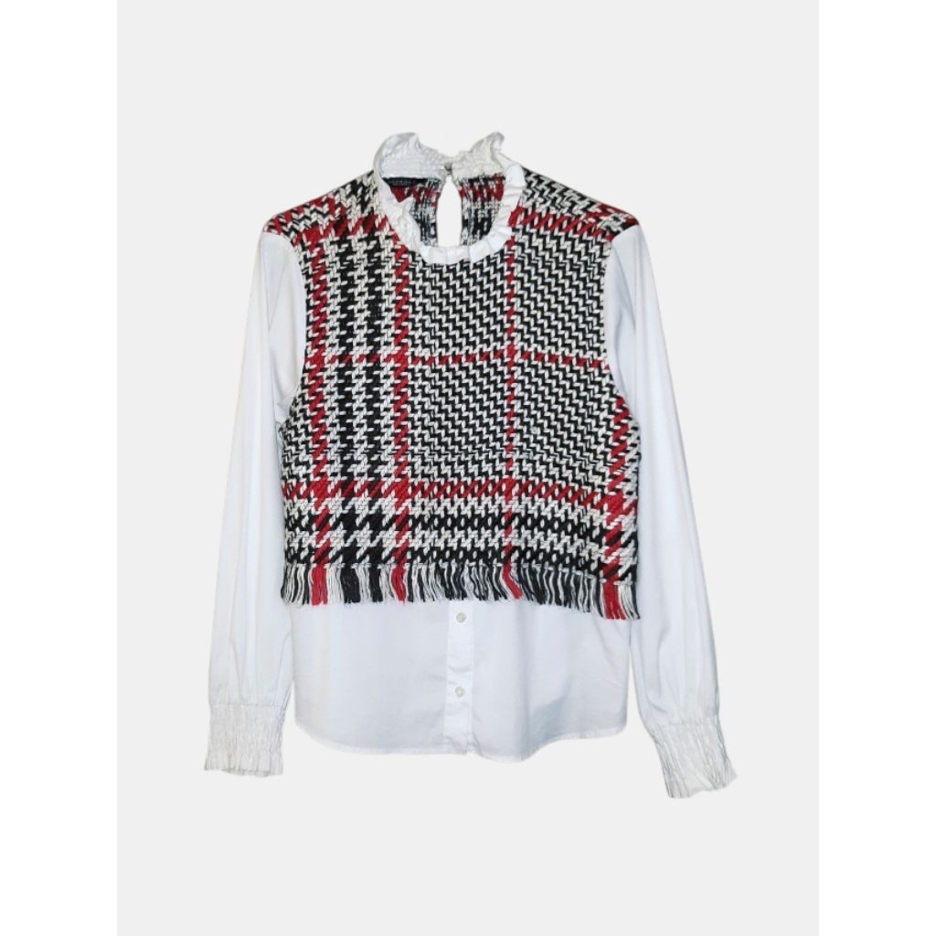 Zara tweed white blouse