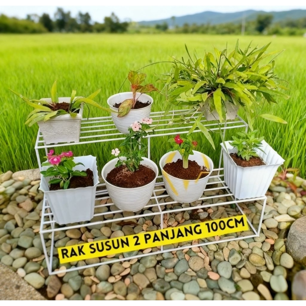 Rak bunga besi susun 2 / Rak serbaguna / rak bunga minimalis / standing pot susun 2
