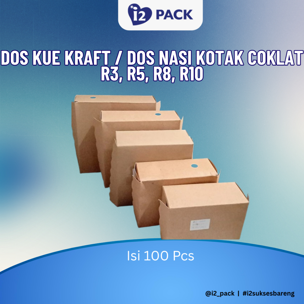 DOS Kue Kraft / Dos Nasi Kotak Coklat R3, R5, R8, R10 @100 Pcs