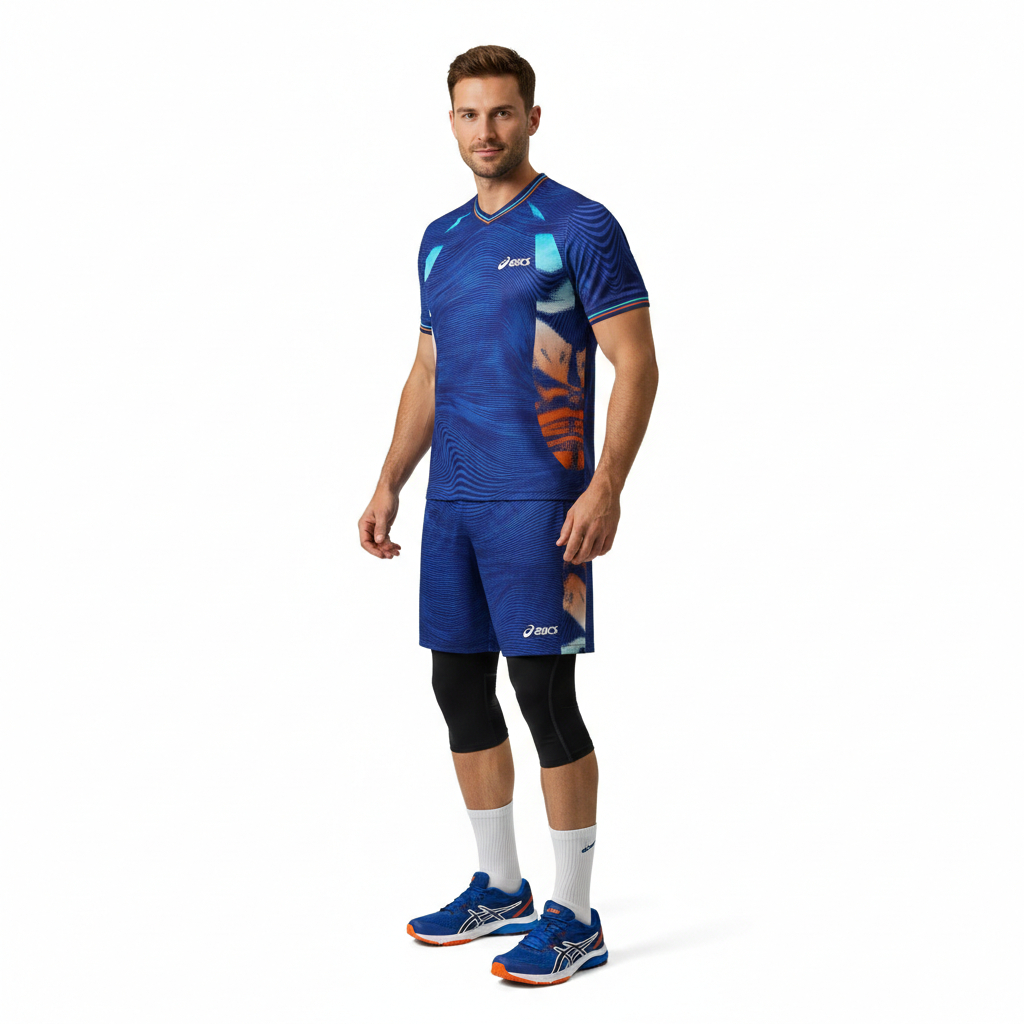 Setelan Kaos Voli Badminton Men Asics/Setelan Jersey Voli Badminton Men Asics