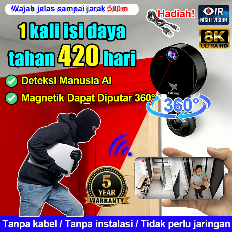 [1 kali isi daya tahan 365 hari] kamera mini tersembunyi konek ke hp kamera cctv mini sambung ke hp 