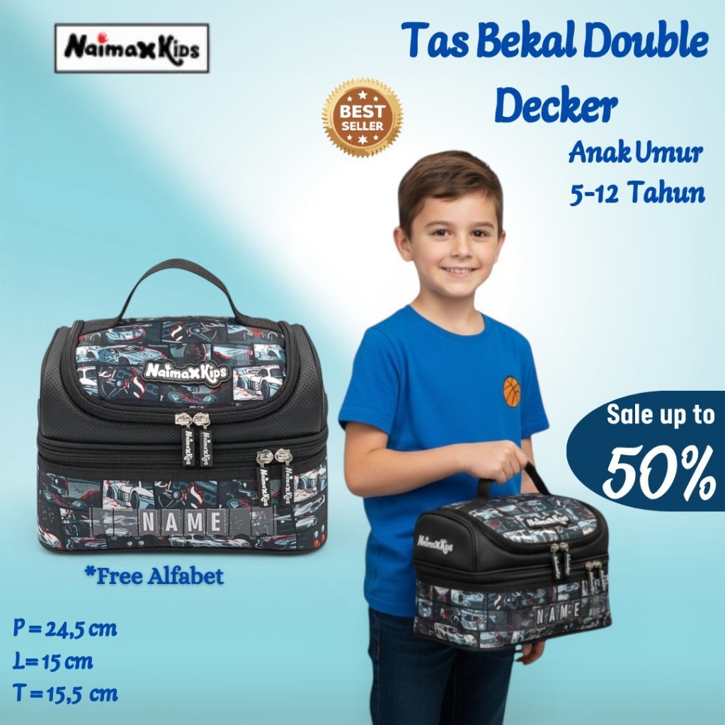 Naimax Kids Tas Bekal Anak Cowok Lunch Bag Anak Sekolah Keren Anak Karakter Speedsters
