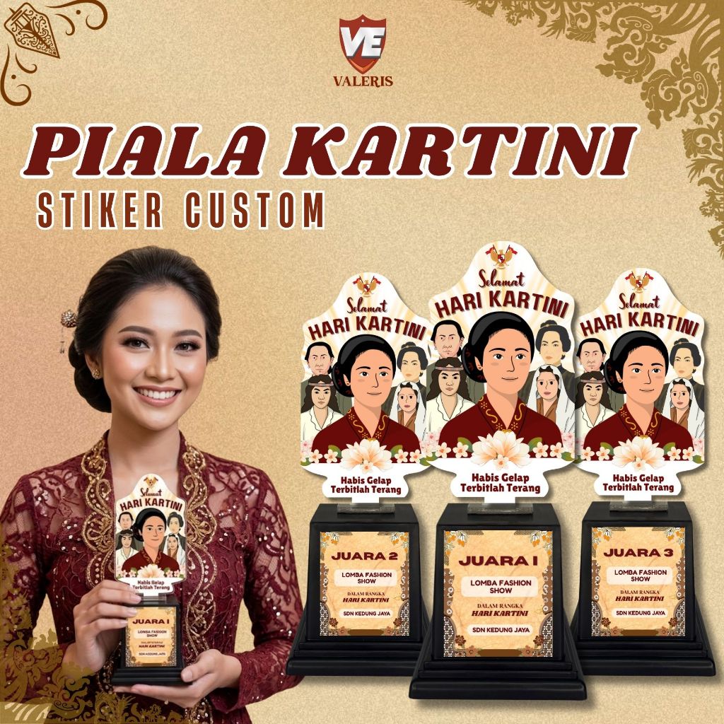 Piala Akrilik Hari Kartini Day | Sticker Custom Trophy Lomba & Kenang-Kenangan 21 April Anak Sekolah