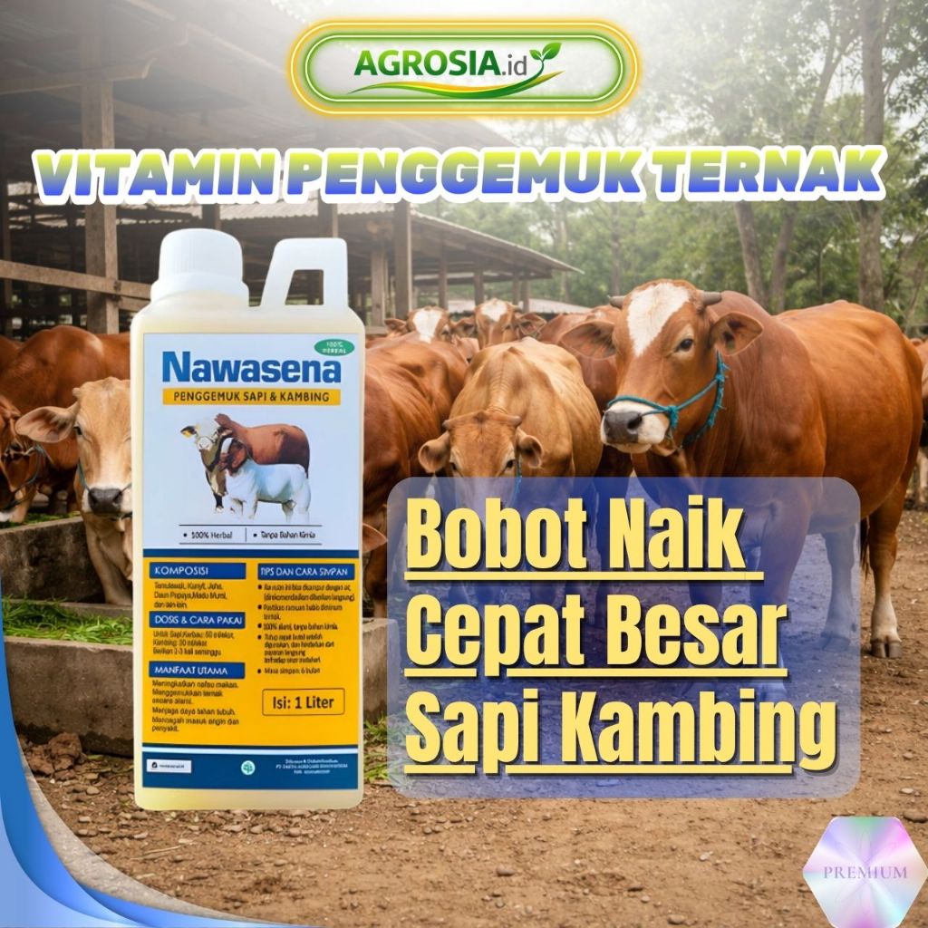 Penggemuk Sapi Kambing Nawasena 1L – Sapi Kambing Cepat Gemuk, Nafsu Makan Naik, Campur Pakan