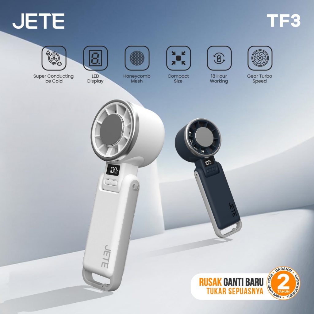 Terlarisss Kipas Angin Portable JETE TF3 Portable Mini Turbo Fan Adjustable Cooler Kipas Angin
