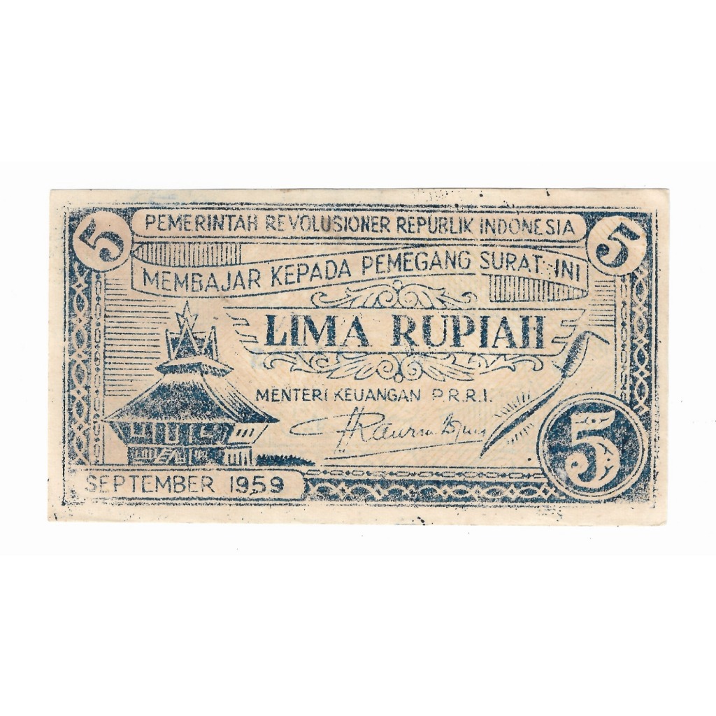 Uang Kuno 5 Rupiah PRRI Original Permesta