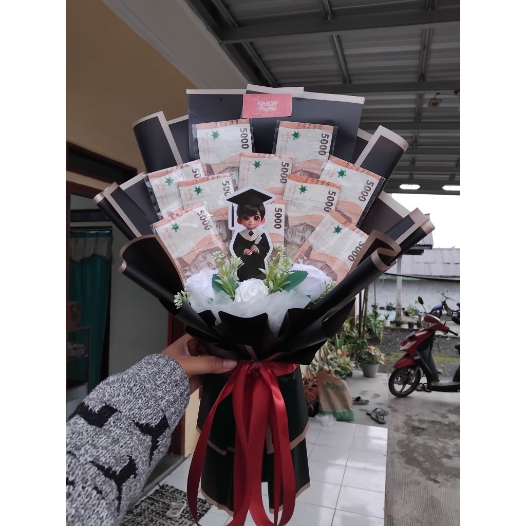 Bouquet uang 10 lembar nominal uang 5k