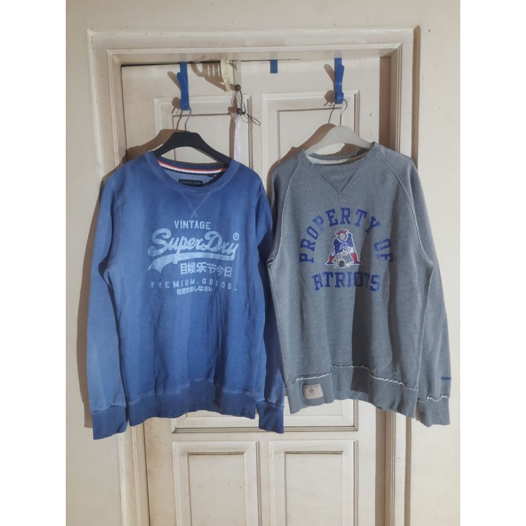 Crewneck Vintage Superdry  + ( Bonus Vinrage NFL x Reebok ) XL, Jumbo Size