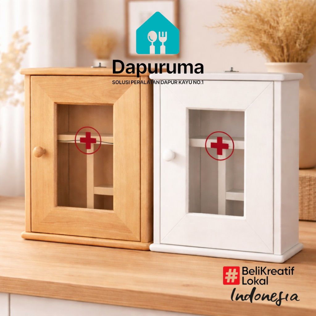 PROMO Kotak Obat P3K Bahan Kayu / P3K Kotak Obat / Kotak Obat P3K Medichine / Kotak P3K Kaca Akrilik