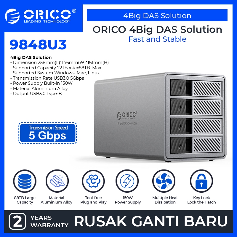 ORICO 4Big DAS Solution 4 Bay MultiBay HDD Enclosure SSD Enclosure Station Security Lock Design 5Gbp