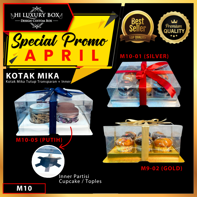 Box Mika / Kotak Kue Mika / Box Cupcake + Tatakan / Packaging Mika /25X25/ M10