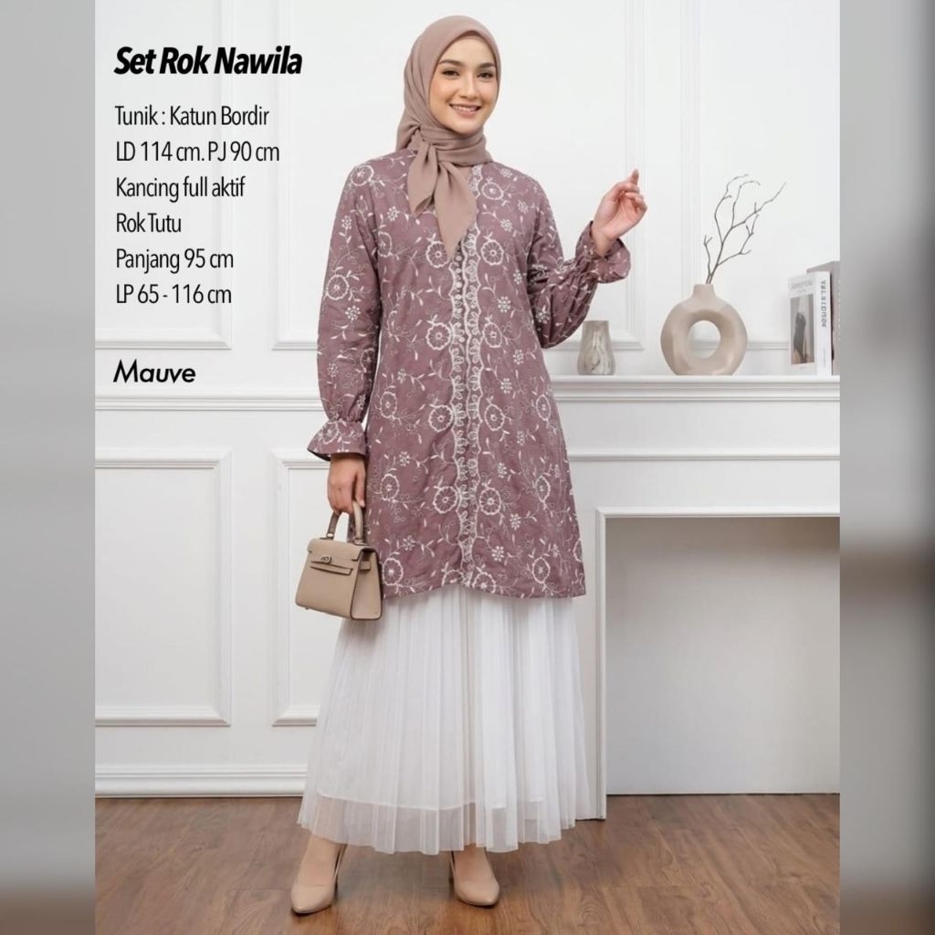 NAWILA SET ROK TUTU / TUNIK BROKAT + ROK TUTU