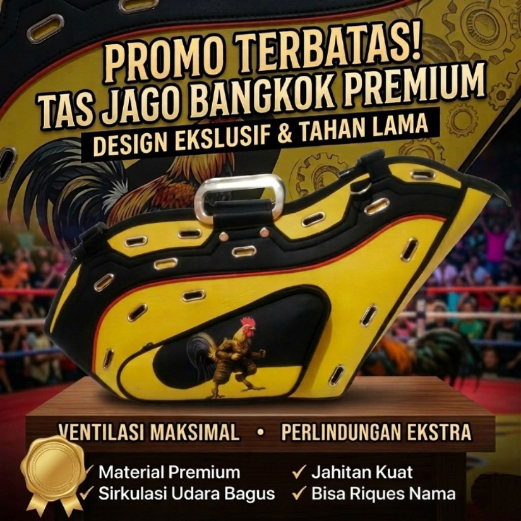 tas kiso ayam bangkok djoss bisa riques nama dan logo