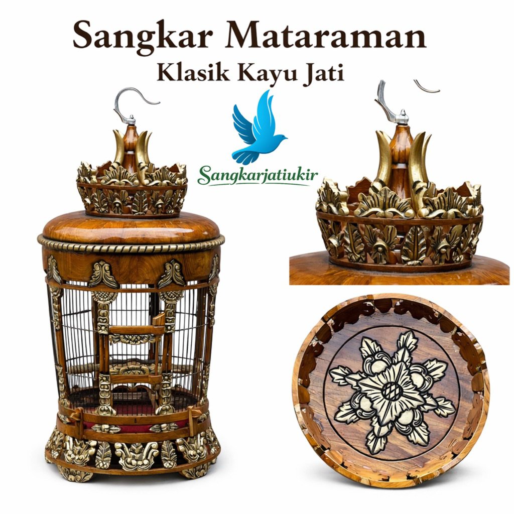 Sangkar Perkutut Mataraman Klasik Kayu Jati Ukiran Mewah – Model Sultan Terlaris