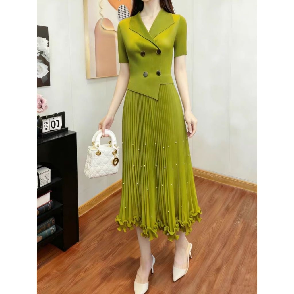 Dress Korea plisket 5521 5611 Import premium