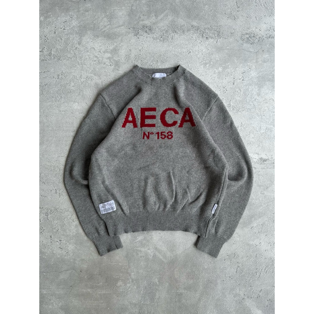 Aeca White knitwear vintage graphic pattern grandpa sweater old money fashion jumpers streetwear cle