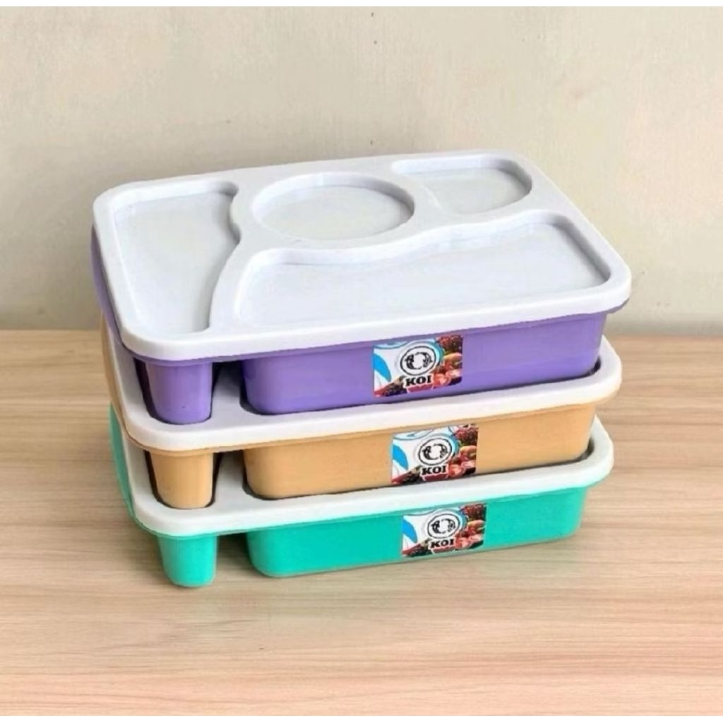 Kotak makan Plastik koi / Kotak makan Anti tumpah / Bahan Plastik BPA free