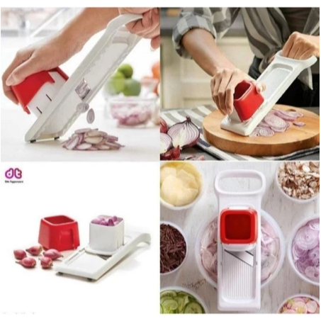 Tupperware Speedy Mando Alat Pengiris Bawang / Iris Sayur Warna Merah Putih Dengan Penampung
