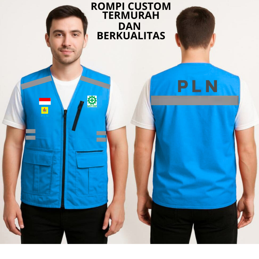 Rompi Tactic Sablon logo K3 PLN Keren Custom Rompi scotlight zipper K3 PLN premium original rompi ve