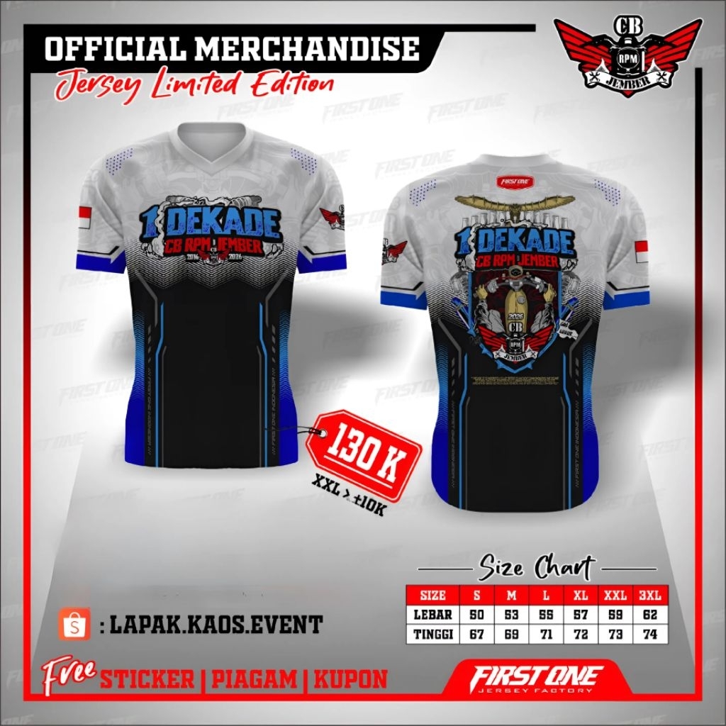JERSEY 1 DEKADE CB RPM JEMBER JERSEY ANNIVERSARY 1 DEKADE CB RPM JEMBER