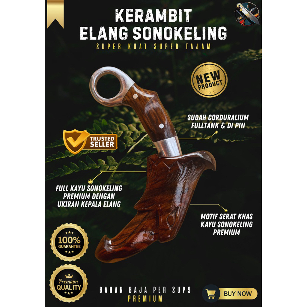 [BILAH_PISAU] PISAU KERAMBIT ELANG SONOKELING KERAMBIT BAJA SUPER TAJAM Baja Per SUP9 Asli Original