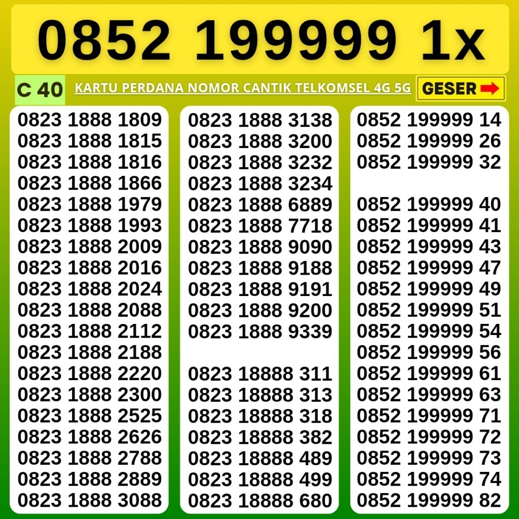 Nomor Cantik Telkomsel Simpati Panca Super 199999 Kartu Perdana Telkomsel Tsel Red Telkomsel 5g Telk