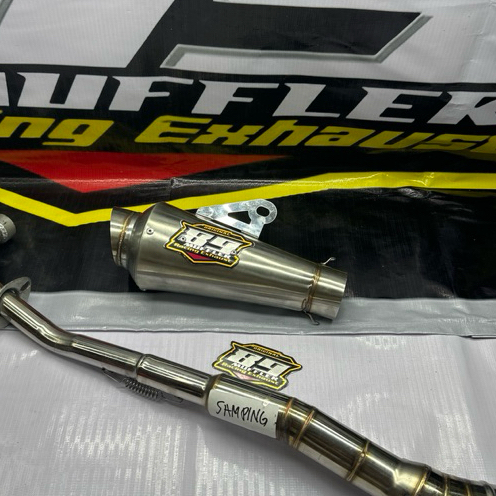 knalpot racing netral bebek samping silencer fantera inlet50 P20cm sarangan setengah leher netral sa