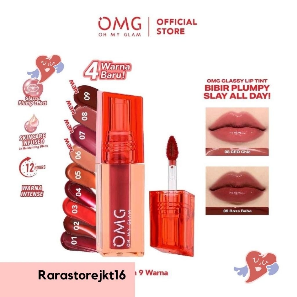 OMG OH MY GLAM Glassy Lip Tint 2g - Lip Tint OMG Warna Intense Tahan 12 Jam Original