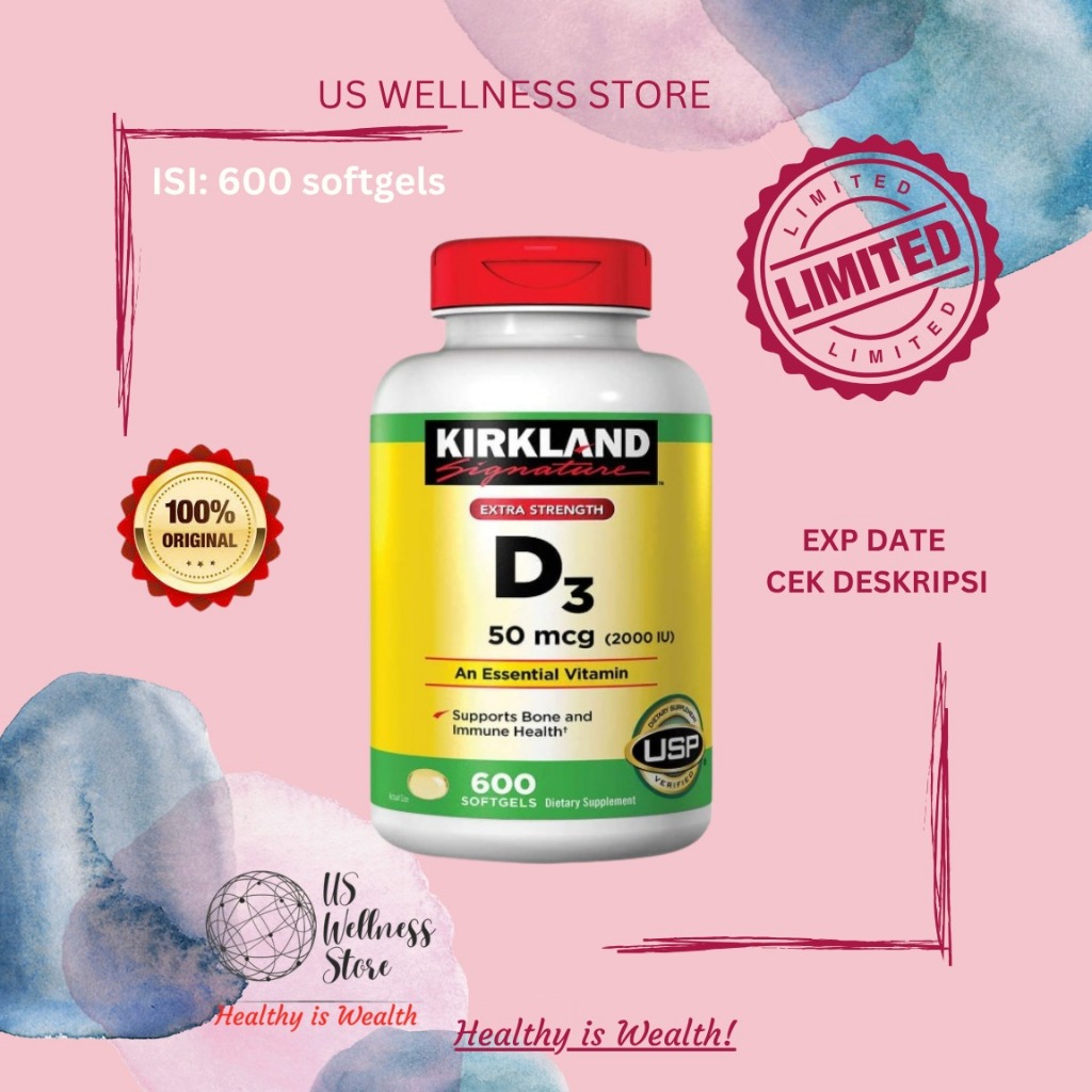 Kirkland Signature Vitamin D3 2000 IU 50mcg - 600 Softgels Original USA