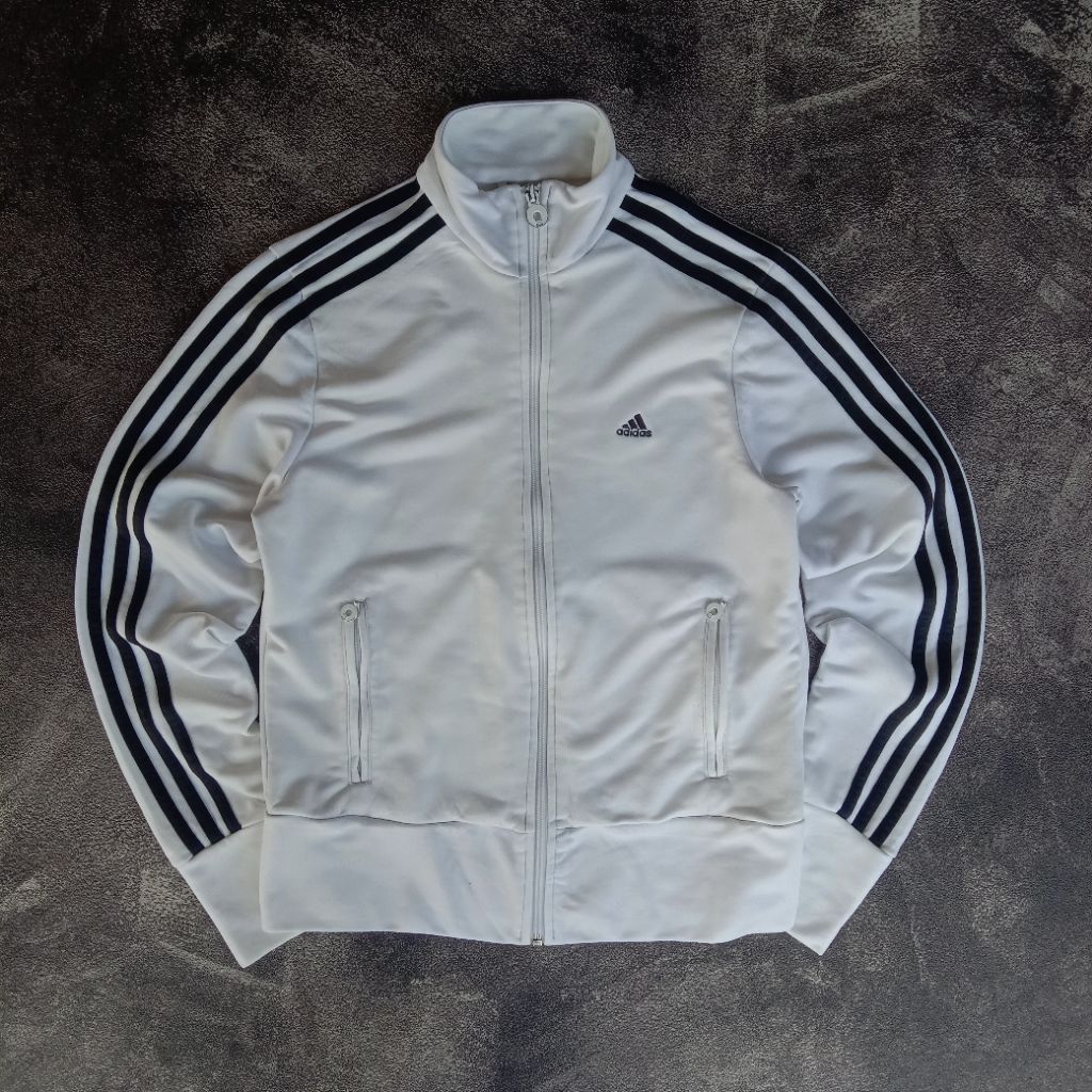 Tracktop jacket Adidas White Classic original produk, Jaket adidas simpel logo original, Tracktop Ca
