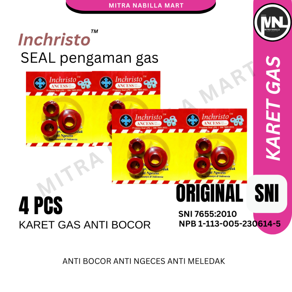 (4-Pack) - karet gas lpg anti bocor 3kg 12 kg inchristo original karet seal gas regulator