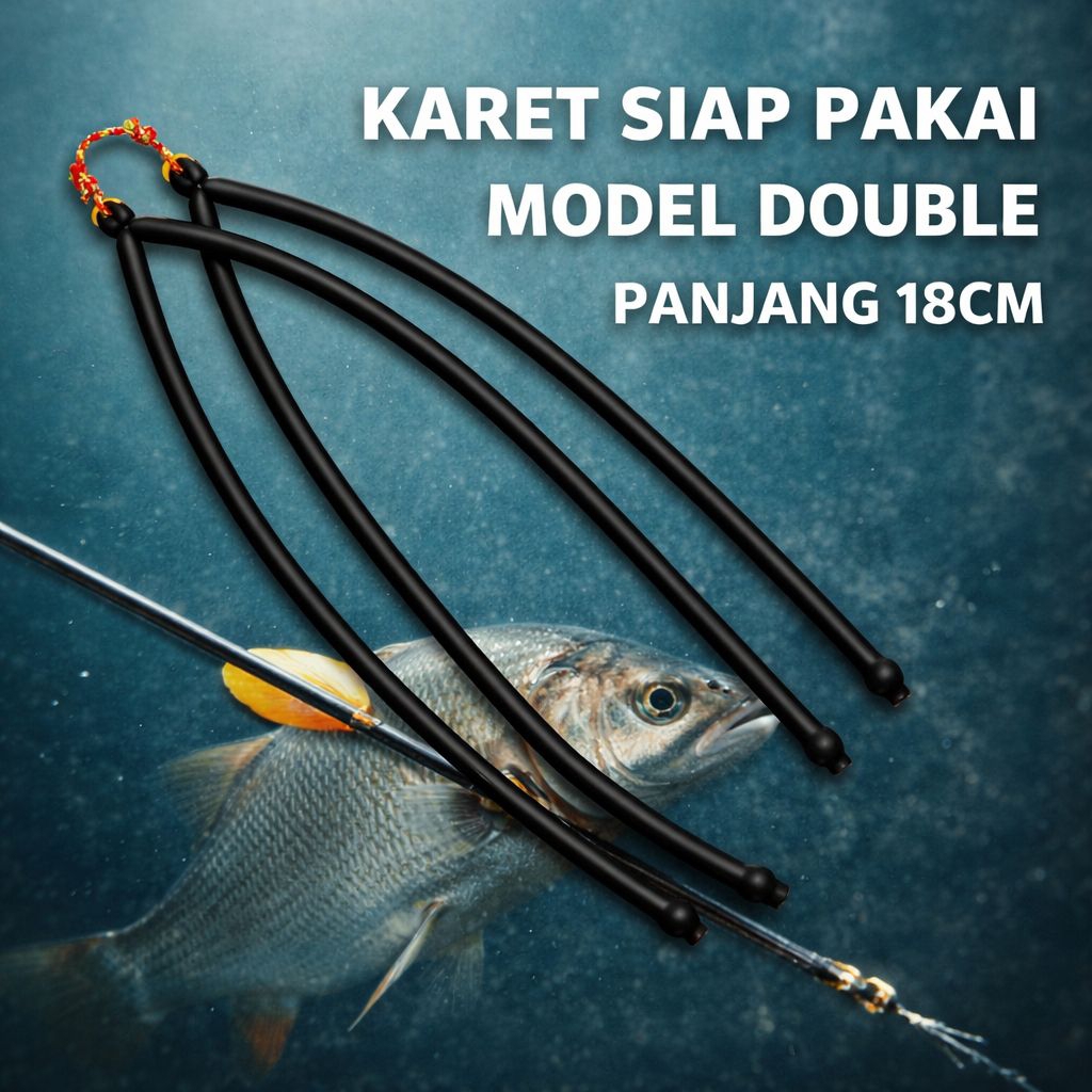 karet elastis ketapel ikan siap PAKAI 2050 HITAM double