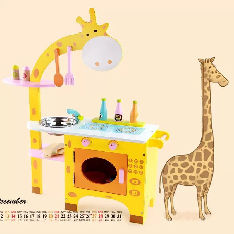 VEN129 -Mainan Kitchen Set Jerapah lengkap / mainan dapur anak jerapah / mainan dapur set kayu jerap